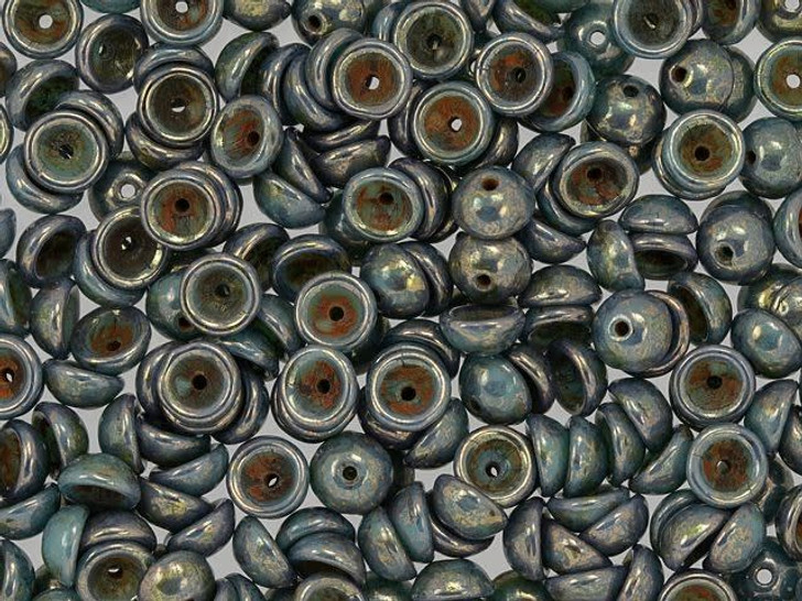 Czech Glass 2 x 4mm Turquoise - Bronze Picasso Teacup Bead 2.5-Inch Tube by Starman