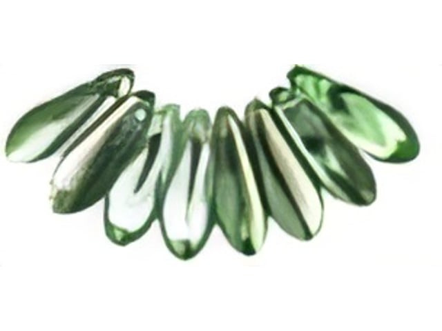 Czech Dagger 10 x 3mm : Pale Peridot Half Silver Coat (strand) by Starman