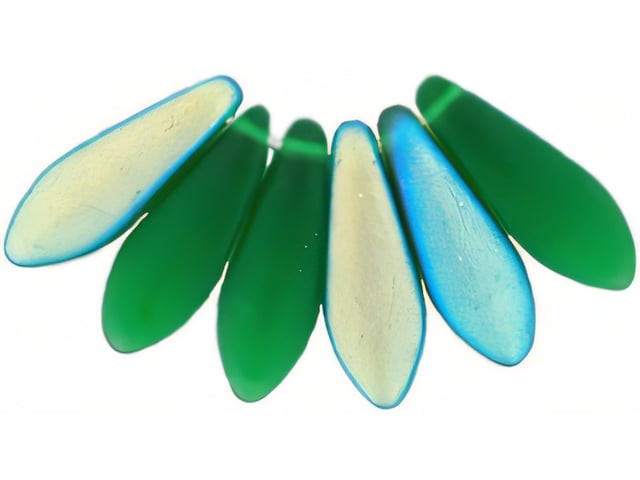 Czech Dagger 16 x 5mm Matte Green Emerald AB (strand) by Starman