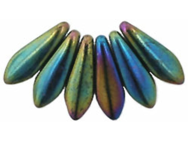 Czech Dagger 16 x 5mm Iris Green (strand) by Starman