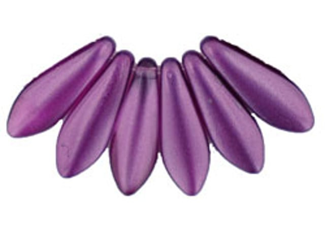 Czech Dagger 16 x 5mm Coated Satin Lavender (strand) by Starman