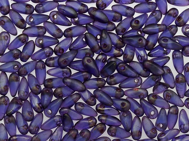 Czech Glass 2.5 x 6mm Matte Rosaline Luster Sapphire Mini Dagger Beads, 2.5-Inch Tube by Starman