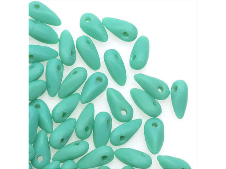 Czech Glass 2.5 x 6mm Matte Turquoise Mini Dagger Beads, 2.5-Inch Tube by Starman