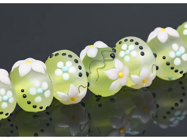 Grace Lampwork 13x9mm Citrus Dew Rondelle Bead (each)