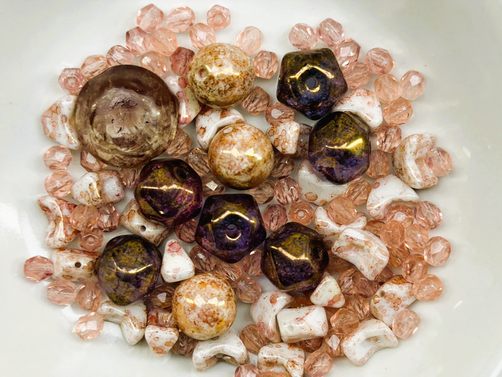 Limited Edition Czech Glass Sepia Bead Soup - 30 grams