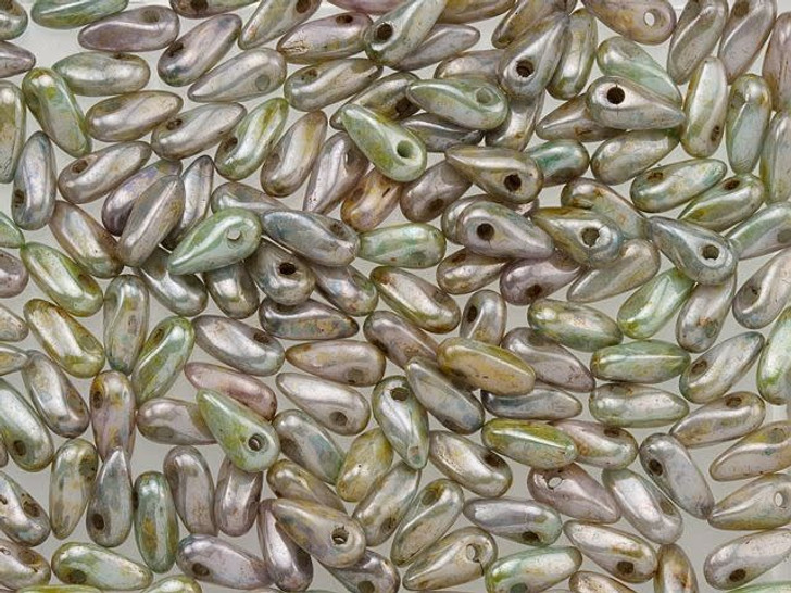 Czech Glass 2.5 x 6mm Opaque Green Ultra Luster Mini Dagger Beads, 2.5-Inch Tube by Starman