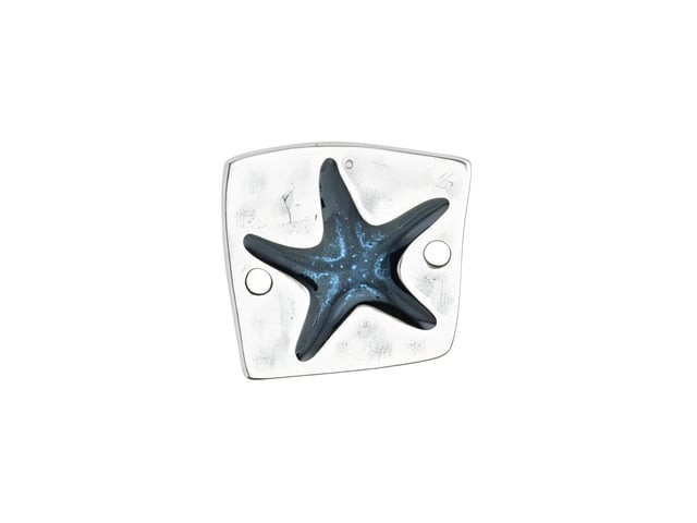 Deep Blue Starfish Connector, Antique Silver Finish, 16.5x15.8mm