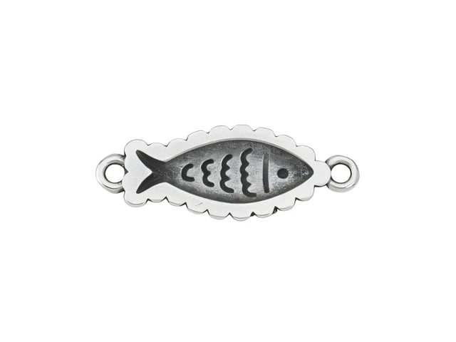 Antique Silver Fish Connector, 27x9.9mm