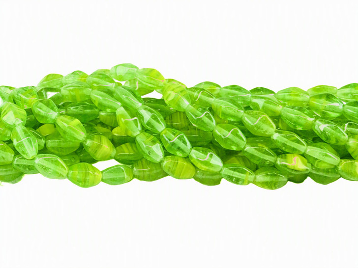 Hurricane Glass Bicone Beads, Citrus Swirl, 8x6mm