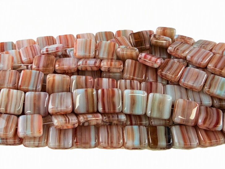 Hurricane Glass Tile Beads, Sunset Swirl, 6mm