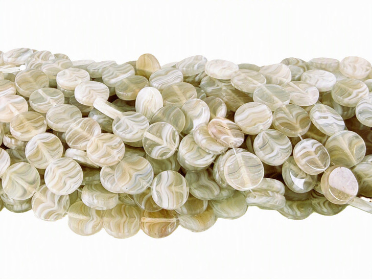 Hurricane Glass Dime Beads, Smoke Swirl, 8mm