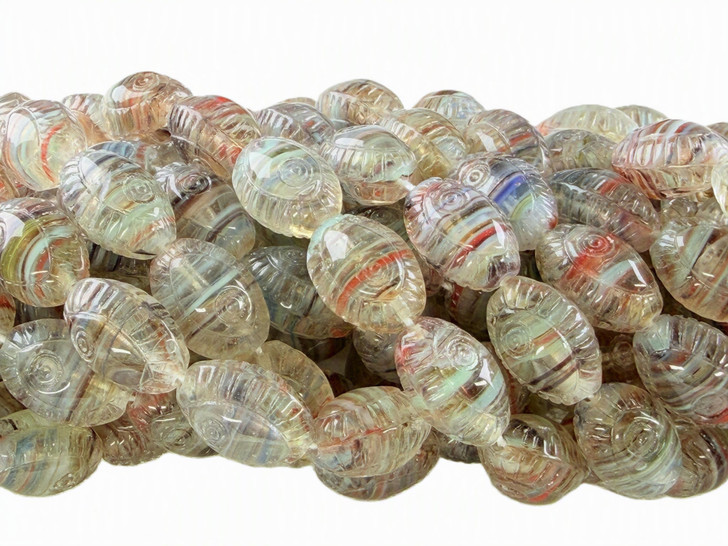 Vintage Hurricane Glass Rice with Eye Beads, Storm Swirl, 13x9mm