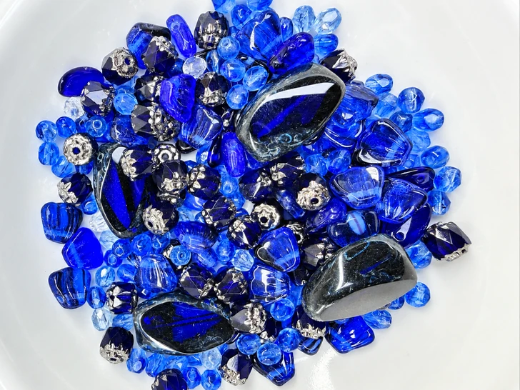 Limited Edition Czech Glass Blue Rhapsody Bead Soup - 50 grams