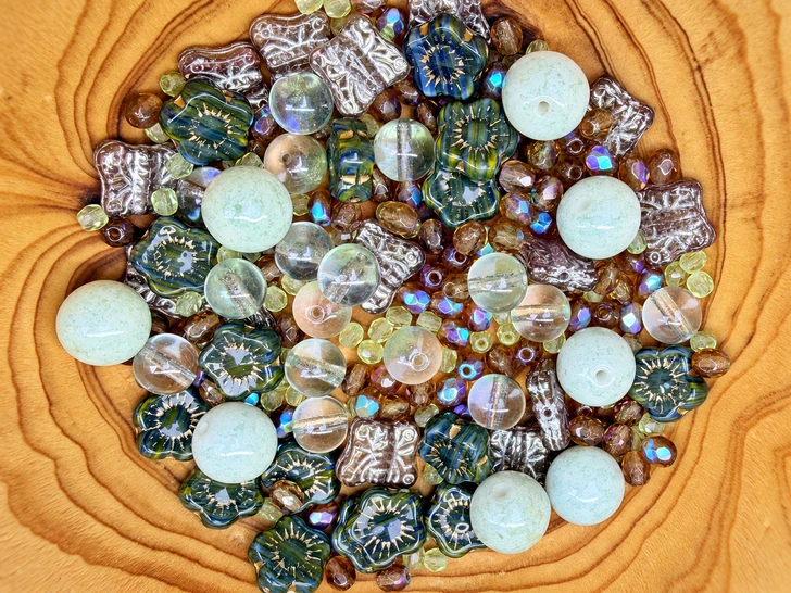 Limited Edition Czech Glass Hidden Garden Bead Soup - 50 grams