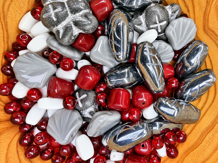 Limited Edition Czech Glass Crimson Veil Bead Soup - 100 grams