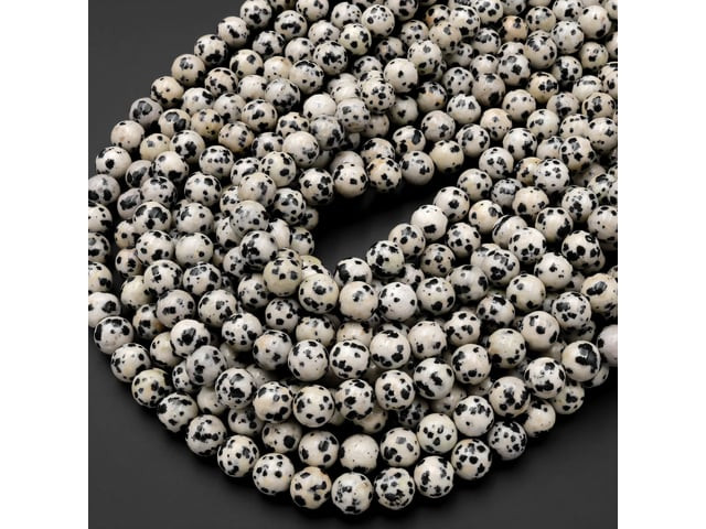 Dalmatian Jasper 6mm Smooth Round Bead Strand
