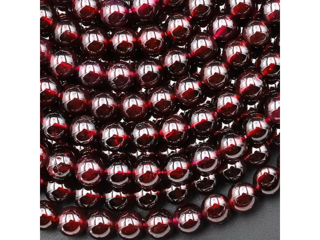 Garnet 4mm Smooth Round Bead Strand