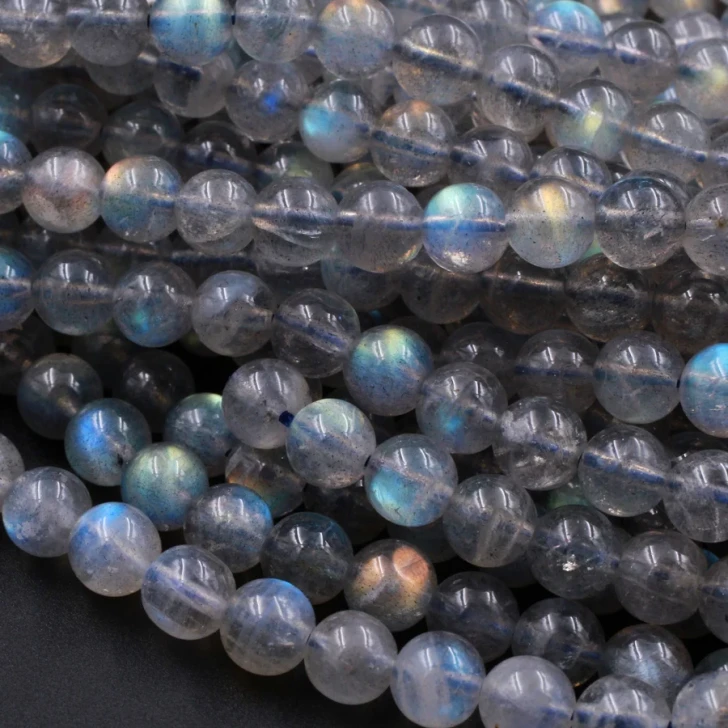 Natural Labradorite 6mm Smooth Round Bead Strand - AAA Grade