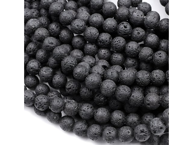 Natural Lava 4mm Smooth Round Bead Strand