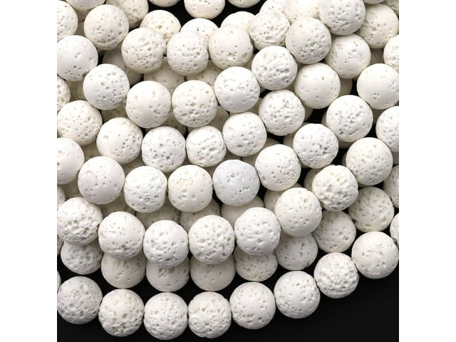 White Lava 4mm Smooth Round Bead Strand