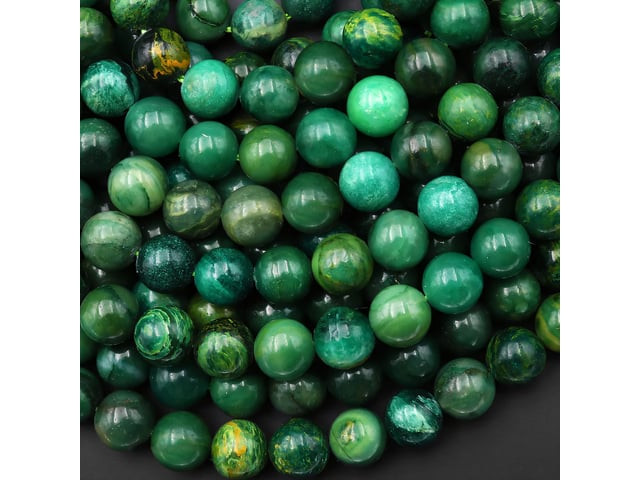 African Green Jade 6mm Smooth Round Bead Strand