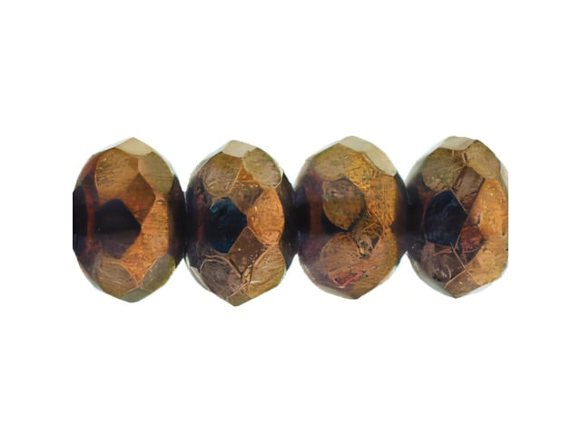 Czech Gem-Cut Rondelle 9 x 6mm Bronze Illusion Topaz (25pc Strand) by Starman