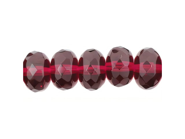 Czech Gem-Cut Rondelle 11 x 7mm Fuchsia (25pc Strand) by Starman