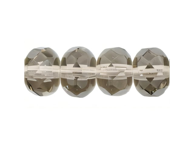 Czech Gem-Cut Rondelle 7 x 5mm Black Diamond (25pc Strand) by Starman