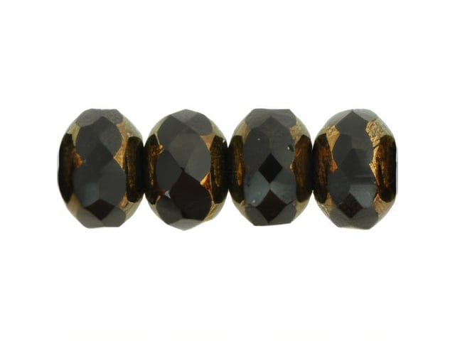 Czech Gem-Cut Rondelle 9 x 6mm Bronze Jet (25pc Strand) by Starman