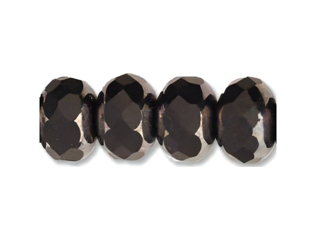 Czech Gem-Cut Rondelle 9 x 6mm Matte Hematite (25pc Strand) by Starman