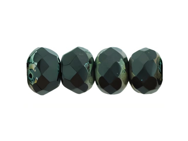 Czech Gem-Cut Rondelle 7 x 5mm Jet Picasso (25pc Strand) by Starman
