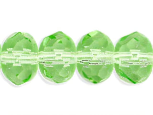 Czech Gem-Cut Rondelle 9 x 6mm : Peridot (25pcs)