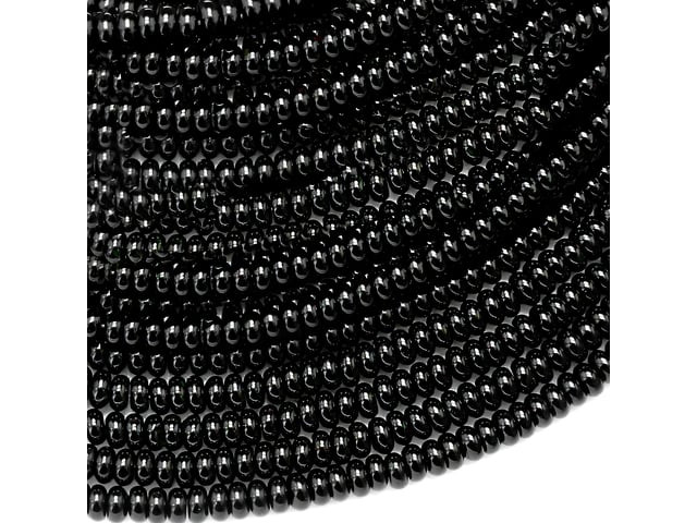 Black Onyx 4mm Rondelle Bead Strand