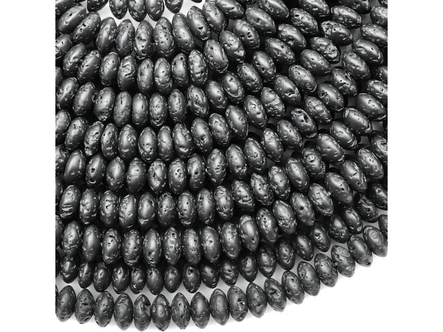 Natural Black Lava 4mm Rondelle Bead Strand