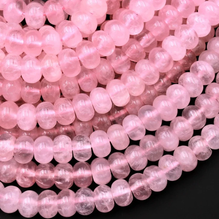 Rose Quartz 6mm Rondelle Bead Strand - AAA Grade