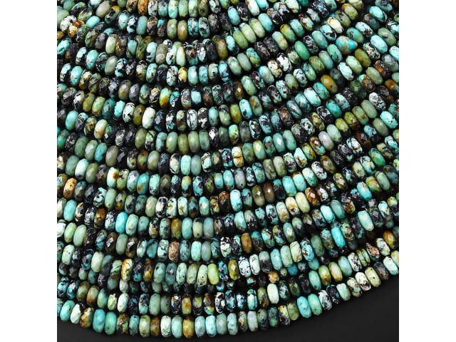 African Turquoise 4mm Faceted Rondelle Bead Strand