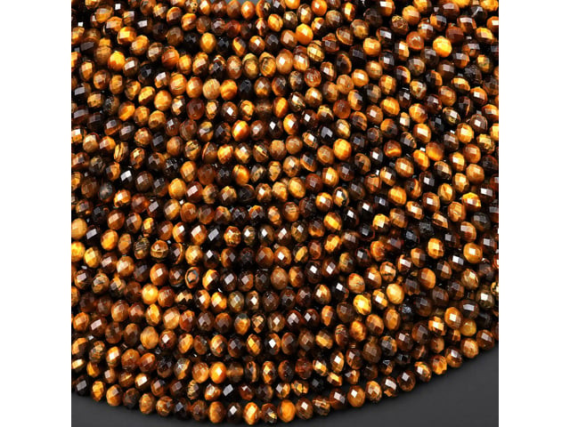 Tiger’s Eye 4mm Faceted Rondelle Bead Strand