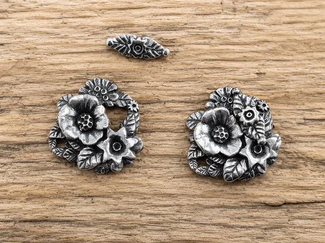 Green Girl Studios Pewter Bouquet Toggle Clasp