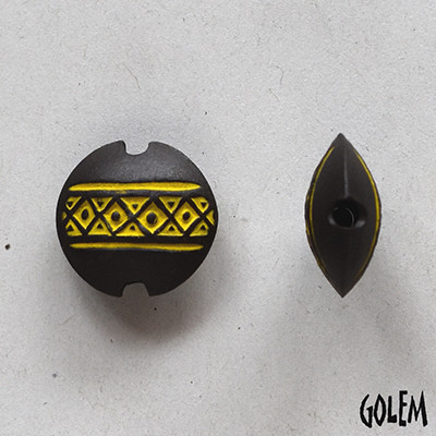 Golem Design Studio Yellow Tribal Pattern Small Lentil Bead