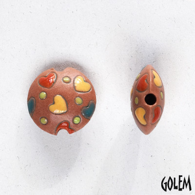 Golem Design Studio Pink Hearts Small Lentil Bead