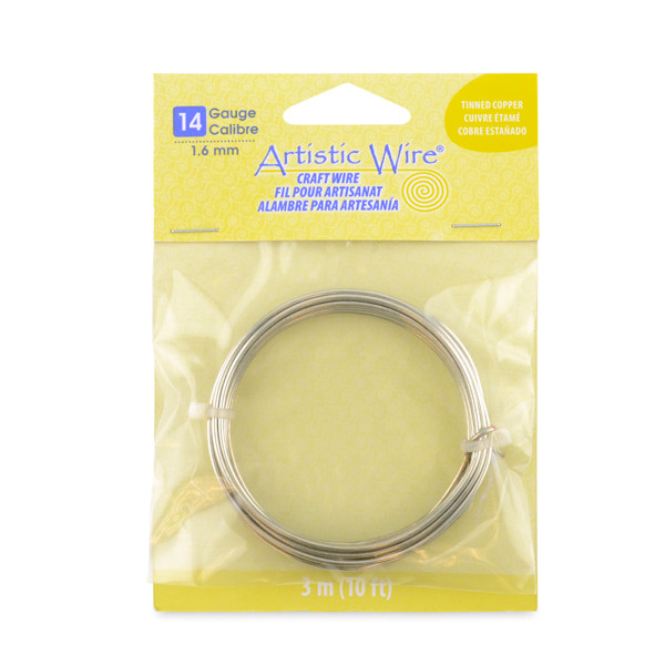 Artistic Wire 14 Gauge (1.60 mm) Silver Color Craft Wire, 10ft