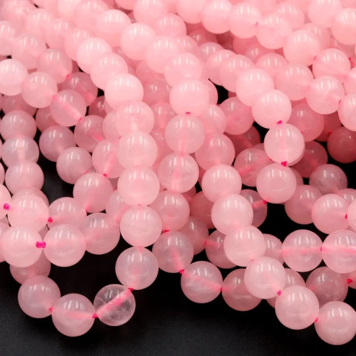 Rose Quartz 8mm Smooth Round Bead Strand