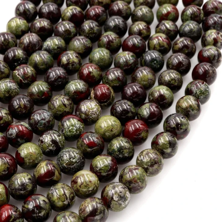 Dragon Blood Jasper 8mm Smooth Round Bead Strand - A Grade