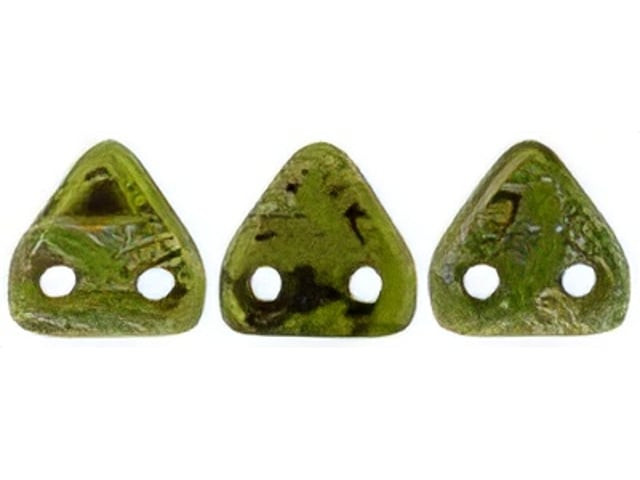 CzechMates 6mm Triangle Beads Opaque Olive Picasso 2.5-Inch Tube