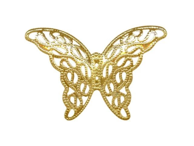 Filigree Butterfly, Gold-Plated, 27x39mm