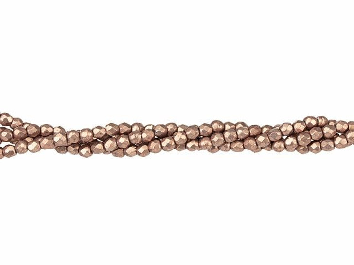 Czech Glass 2mm ColorTrends Saturated Metallic Autumn Maple Fire-Polish Bead Strand by Starman