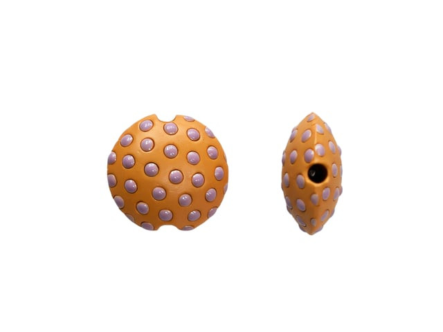 Golem Design Studio 17.5mm Ochre Lentil Bead with Pink Polka Dots