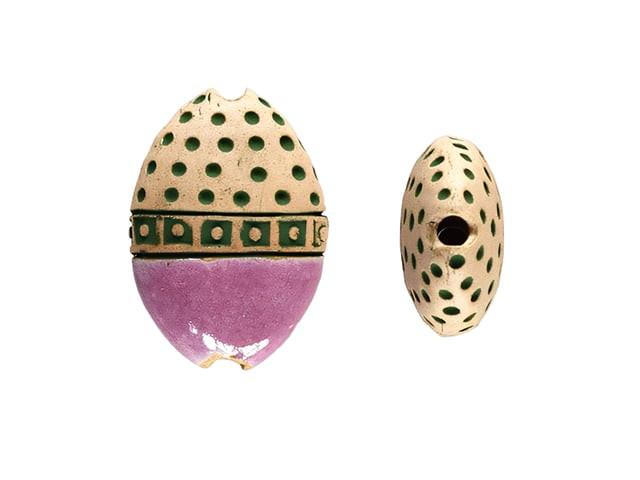 Golem Design Studio 28mm Almond Ceramic Bead - Dots & Squares