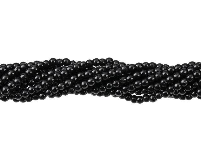 Czech Glass 2mm Jet Round Bead Strand by Starman