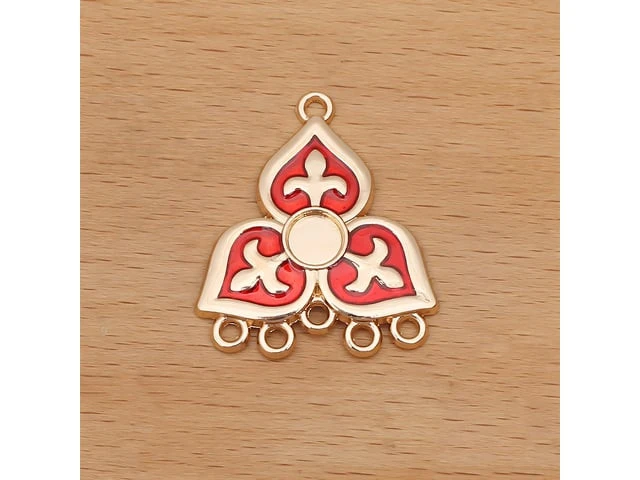 Red Enamel Clover Chandelier Link 29x25mm